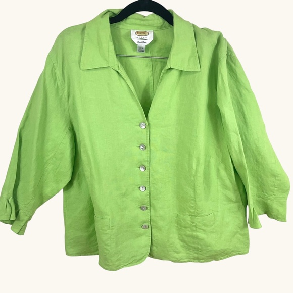 Talbots Tops - Talbots Top Irish Linen Lime Green Plus (16W)